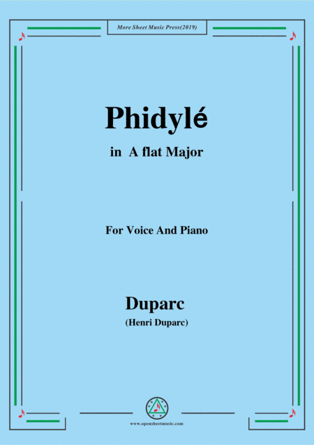 Duparc-Phidylé in A flat Major,for Voice and Piano (arr. MSM)