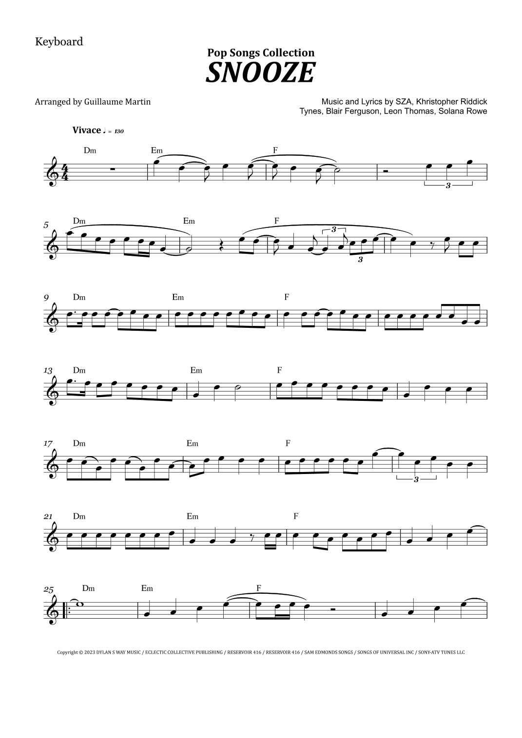 Snooze (arr. Guillaume Martin)