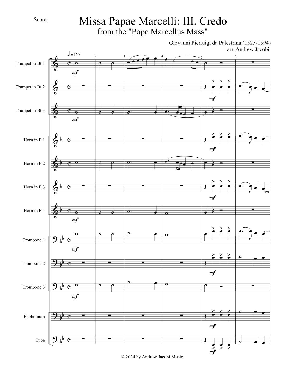Missa Papae Marcelli - III. Credo (arr. Andrew Jacobi)