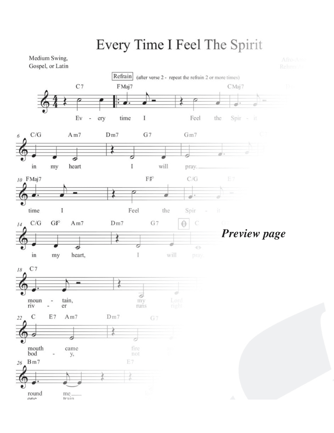 Every Time I Feel The Spirit ( Gospel/ Jazz /Lead sheet)  key of C (arr. P. Karadonev)