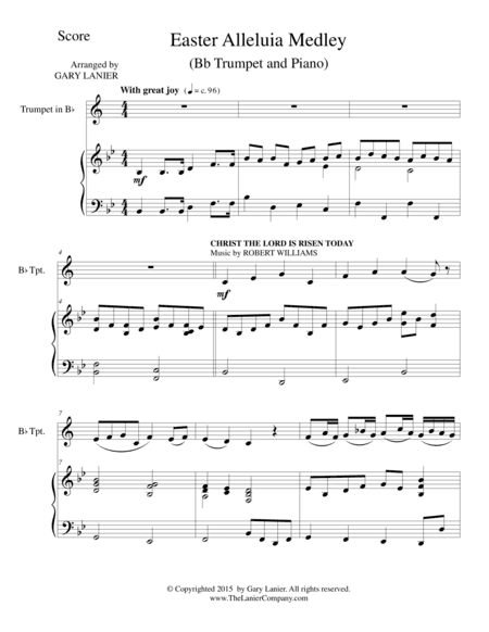 EASTER ALLELUIA MEDLEY (Duet - Bb Trumpet/Piano) Score and Trumpet Part (arr. Gary Lanier)