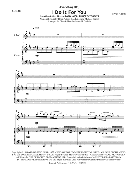(Everything I Do) I Do It For You (arr. James M. Guthrie, ASCAP)