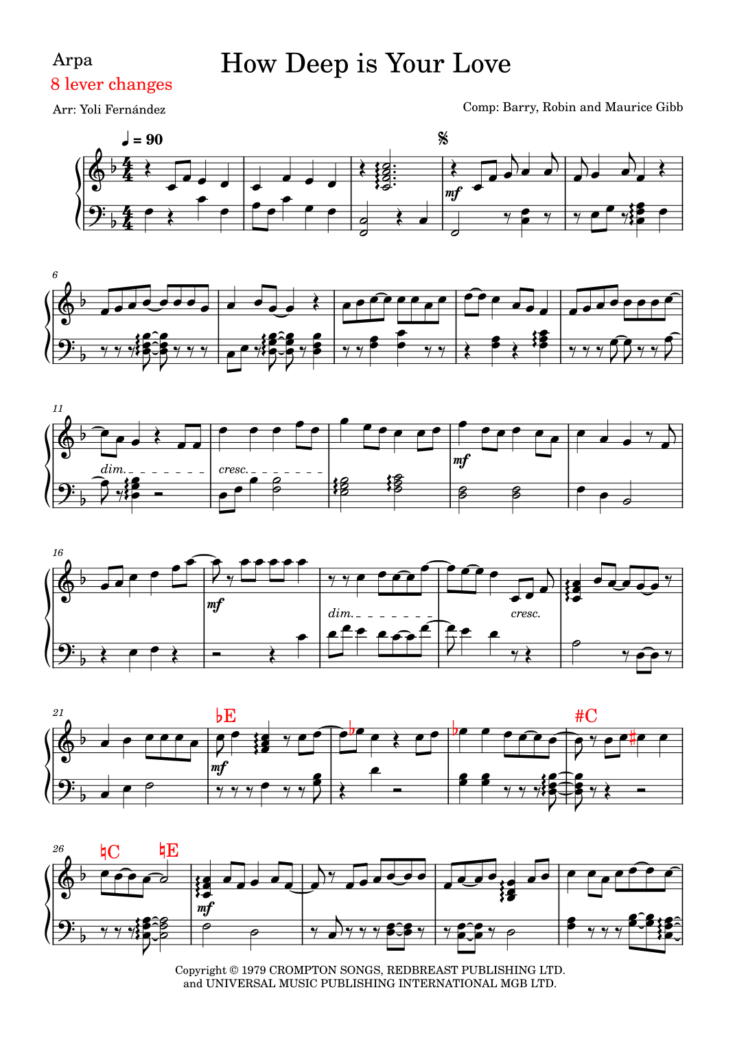 How Deep Is Your Love (arr. Yoli Fernández)