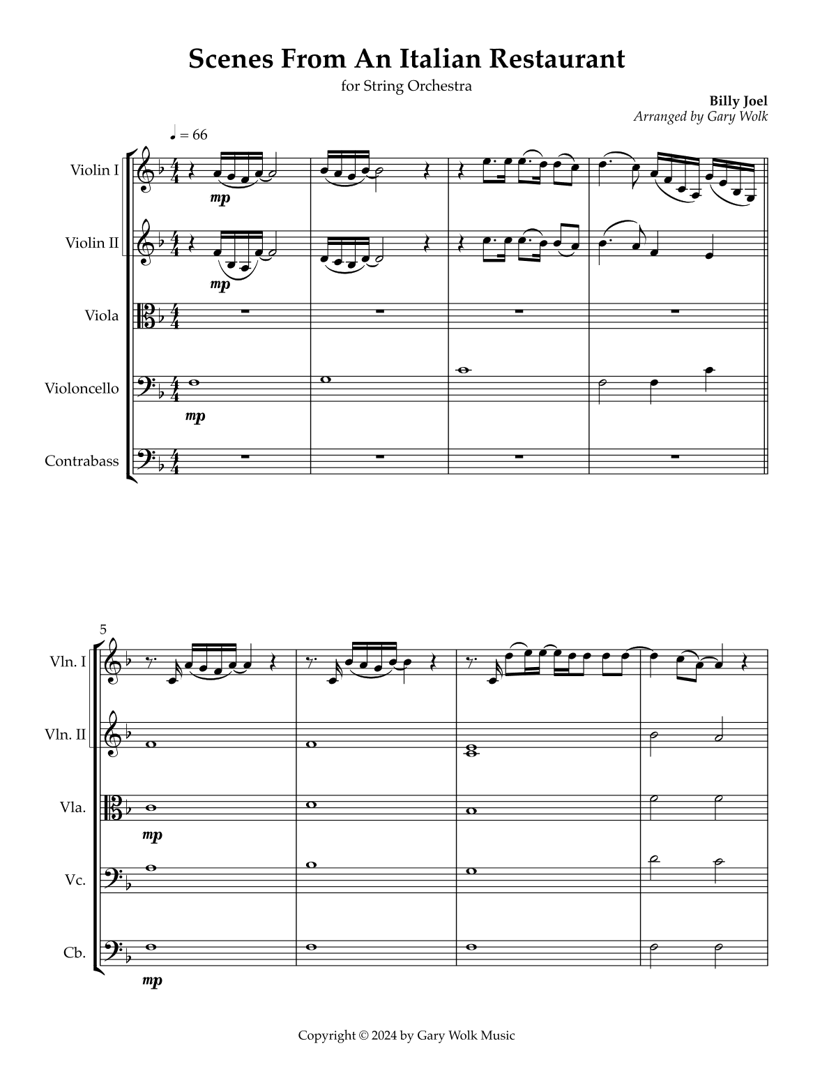 Scenes From An Italian Restaurant (arr. Gary Wolk)