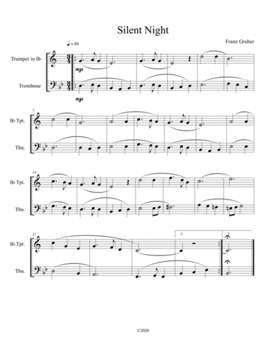 Silent Night (trumpet and trombone duet) (arr. B C Dockery)