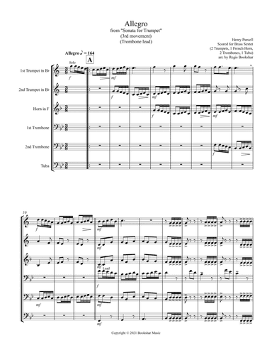 Allegro (from "Sonata for Trumpet") (Bb) (Brass Sextet - 2 Trp, 1 Hrn, 2 Trb, 1 Tuba) (Trombone lead (arr. Regis Bookshar)