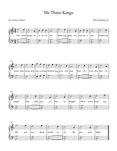 We Three Kings-- Easy Piano (arr. Jessica Turner)