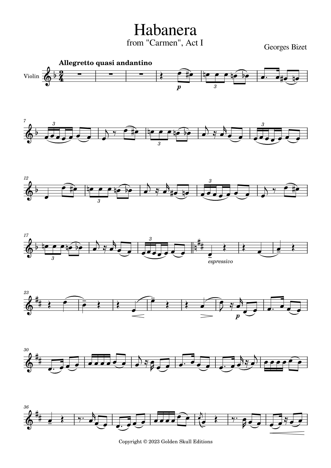 Habanera from "Carmen" (arr. Golden Skull Editions)