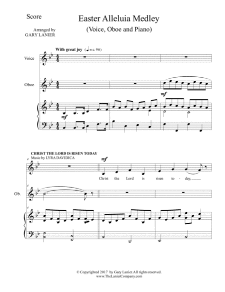EASTER ALLELUIA MEDLEY (Voice, Oboe and Piano. Score & Parts included) (arr. Gary Lanier)