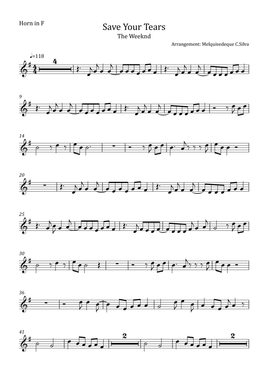 Save Your Tears (arr. Melquisedeque C.Silva)