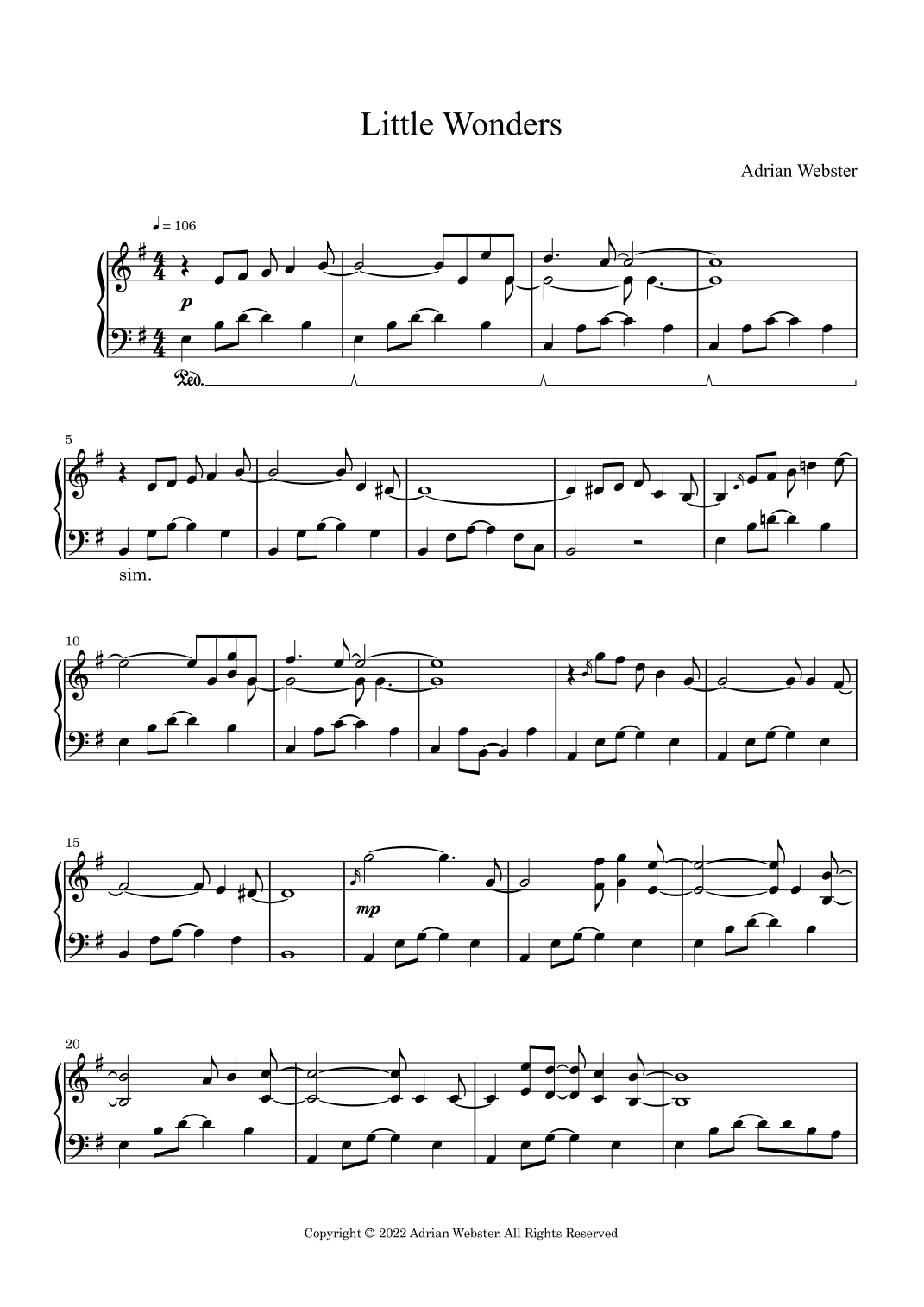 Little Wonders - CrusaderBeach - Calm Reflective Piano Solo