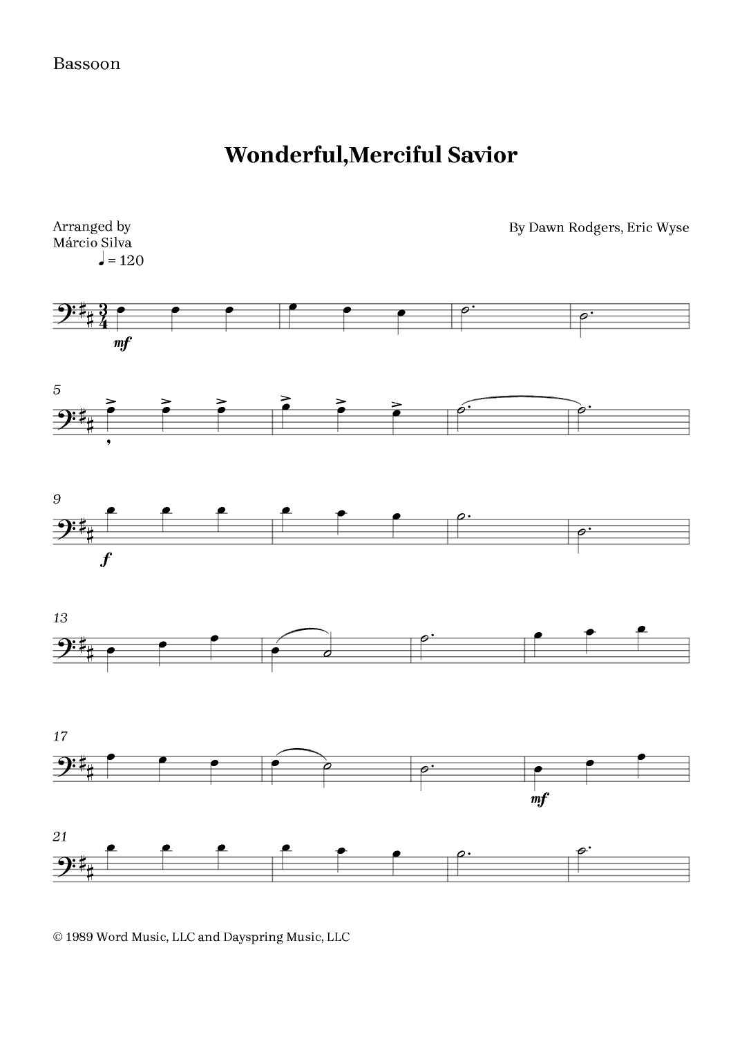 Wonderful, Merciful Savior (arr. Márcio Silva)