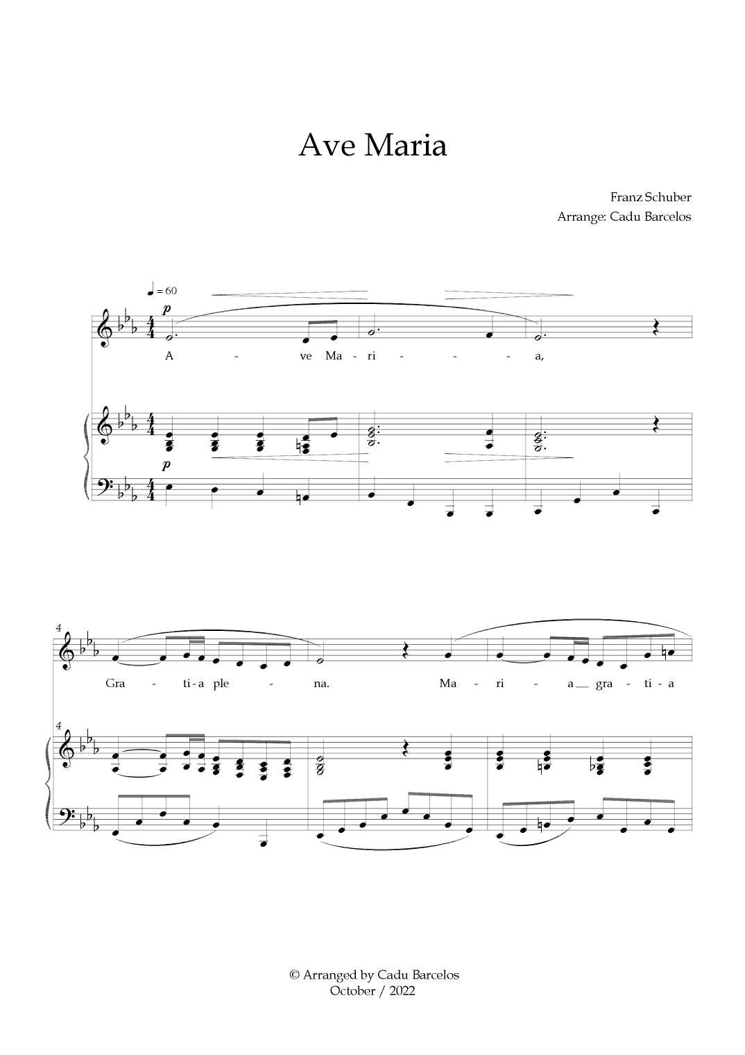 Ave Maria - Schubert Eb Major (arr. Cadu Barcelos)