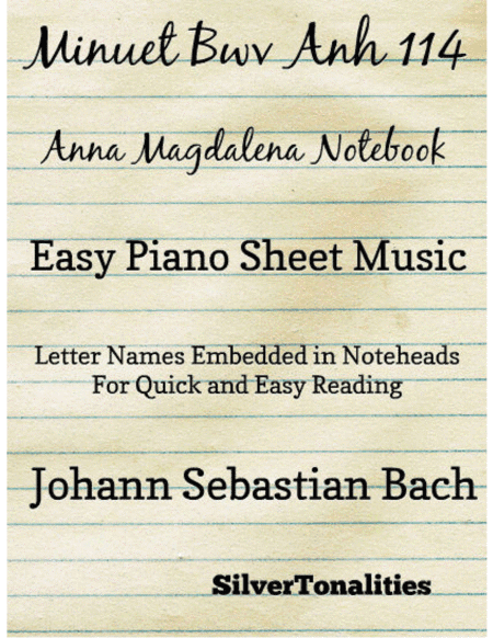 Minuet Anna Magdalena Notebook Easy Piano Sheet Music (arr. SilverTonalities)