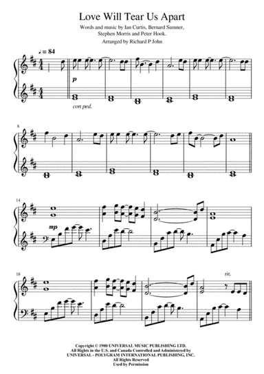 Love Will Tear Us Apart (arr. Richard P John)