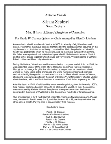 Sileant Zephyri (Clarinets) (arr. Glen D. Lienhart)