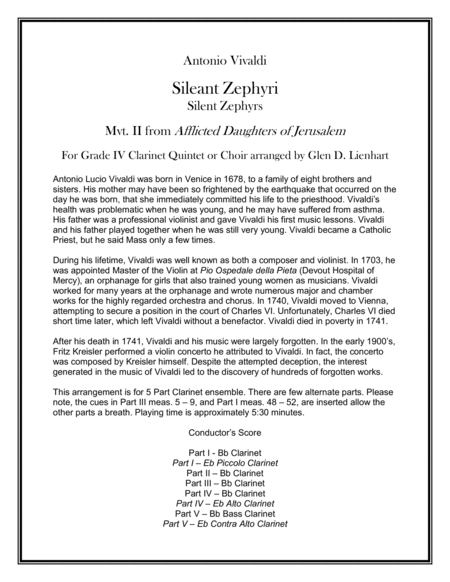Sileant Zephyri (Clarinets) (arr. Glen D. Lienhart)