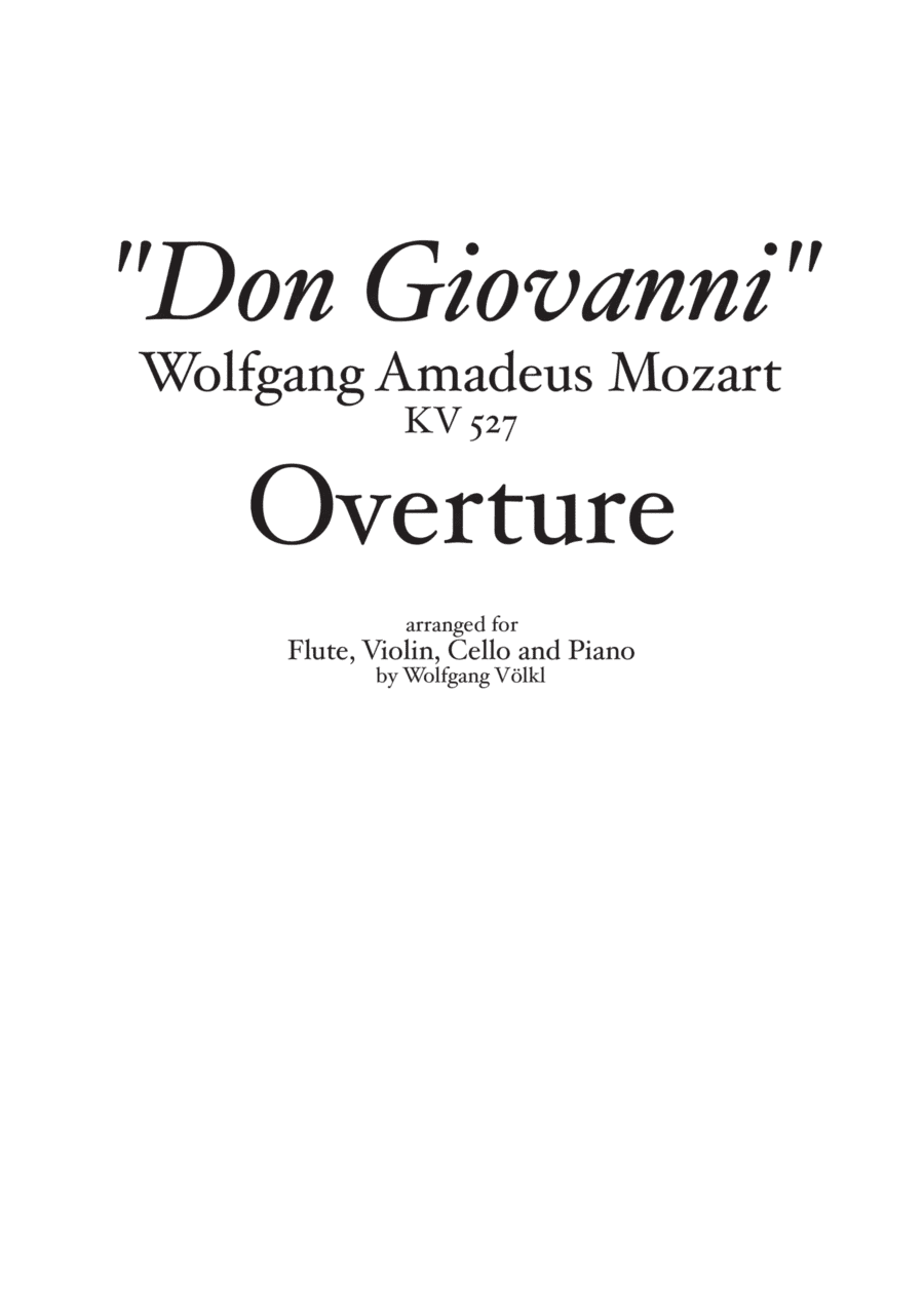Don Giovanni - Overture - arr. for flute, violin, cello and piano - Score (arr. Wolfgang Völkl)