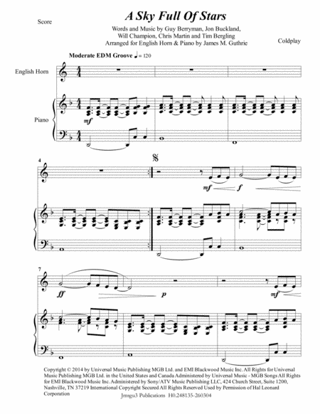 A Sky Full Of Stars (arr. James M. Guthrie, ASCAP)