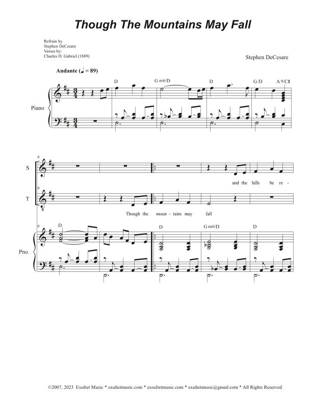 Though The Mountains May Fall (2-part choir - (Soprano and Tenor)