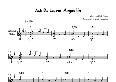 Ach Du Lieber Augustin - Acoustic Guitar - Fingerstyle (Very easy German Folk Song) (arr. Yuri Noronha)