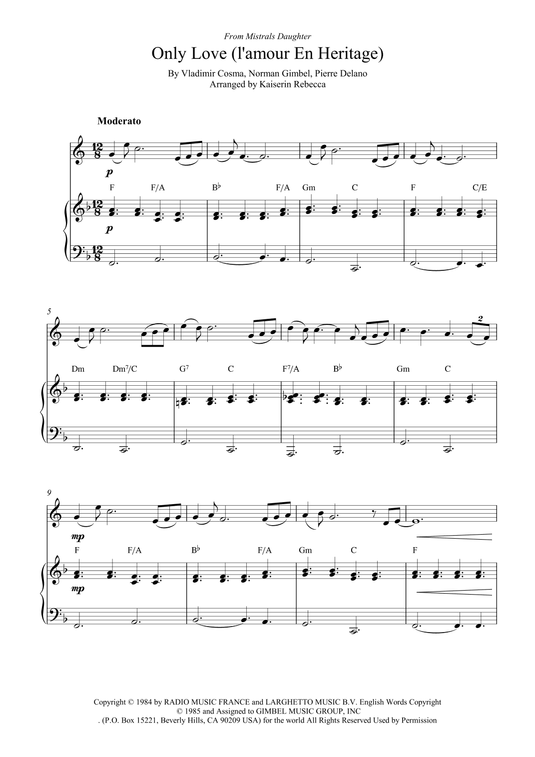 Only Love (l'amour En Heritage) (arr. Kaiserin Rebecca)