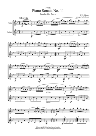 Rondo alla turca for flute and guitar (arr. K. Krantz)