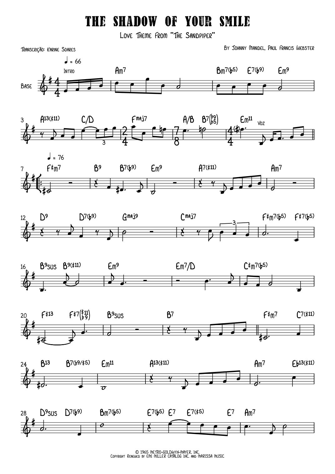 The Shadow Of Your Smile (arr. Karine Soares)