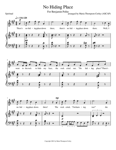 No Hiding Place--High Key (arr. Maria Thompson Corley)