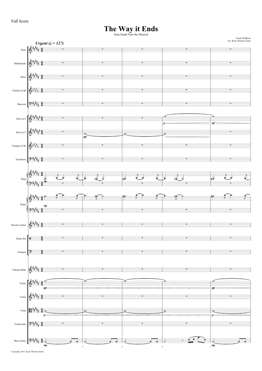 The Way It Ends - Score Only (arr. Ryan Thomas Green)