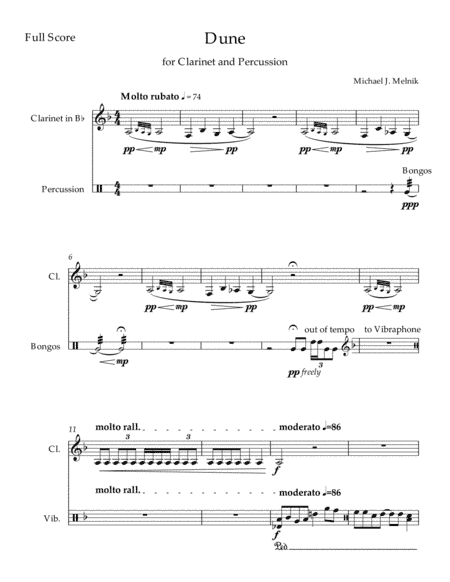 Dune for Clarinet and Percussion