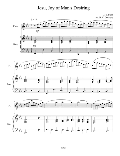 Jesu, Joy of Man's Desiring (Flute Solo) with piano accompaniment (arr. B. C. Dockery)