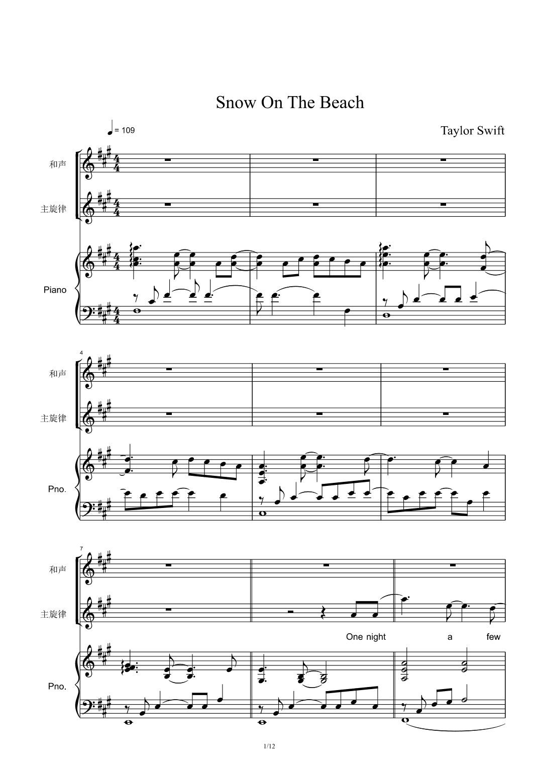 Snow On The Beach (arr. Taylor Swift)