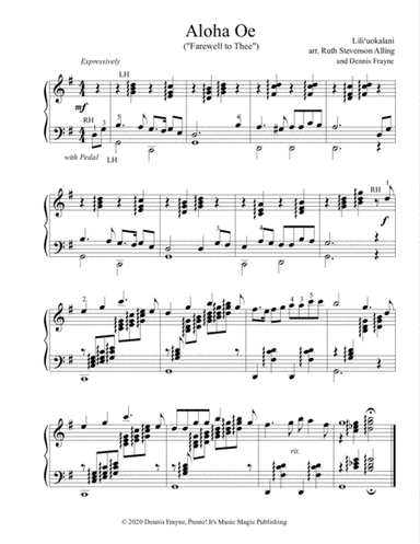 Aloha Oe (Farewell to Thee) (arr. Presto! It's Music Magic Publishing)