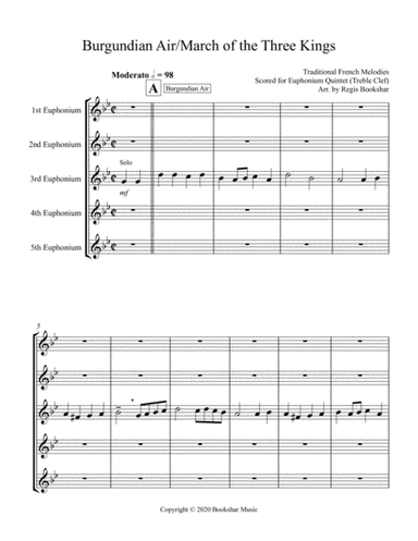 Burgundian Air/March of the Three Kings (F min) (Euphonium Quintet - Treble Clef) (arr. Regis Bookshar)