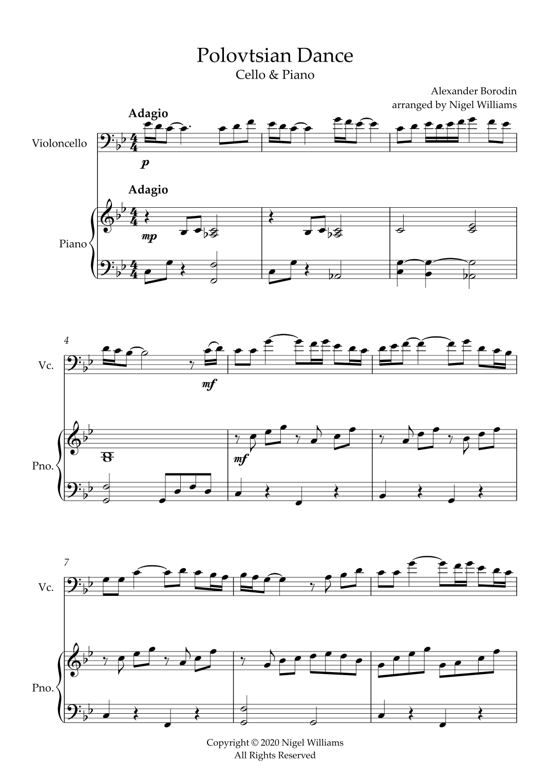 Polovtsian Dance (Kismet), for Cello and Piano (arr. Nigel Williams)