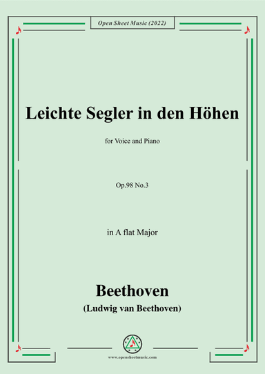 Beethoven-Leichte Segler in den Hohen,Op.98 No.3,in A flat Major,from An die ferne Geliebte (arr. OSM Press)