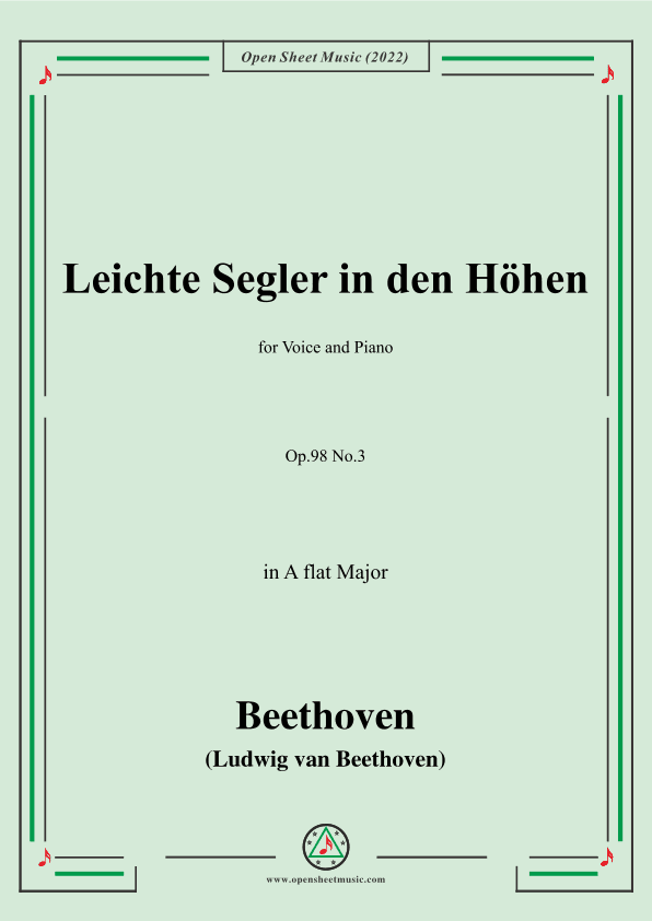 Beethoven-Leichte Segler in den Hohen,Op.98 No.3,in A flat Major,from An die ferne Geliebte (arr. OSM Press)