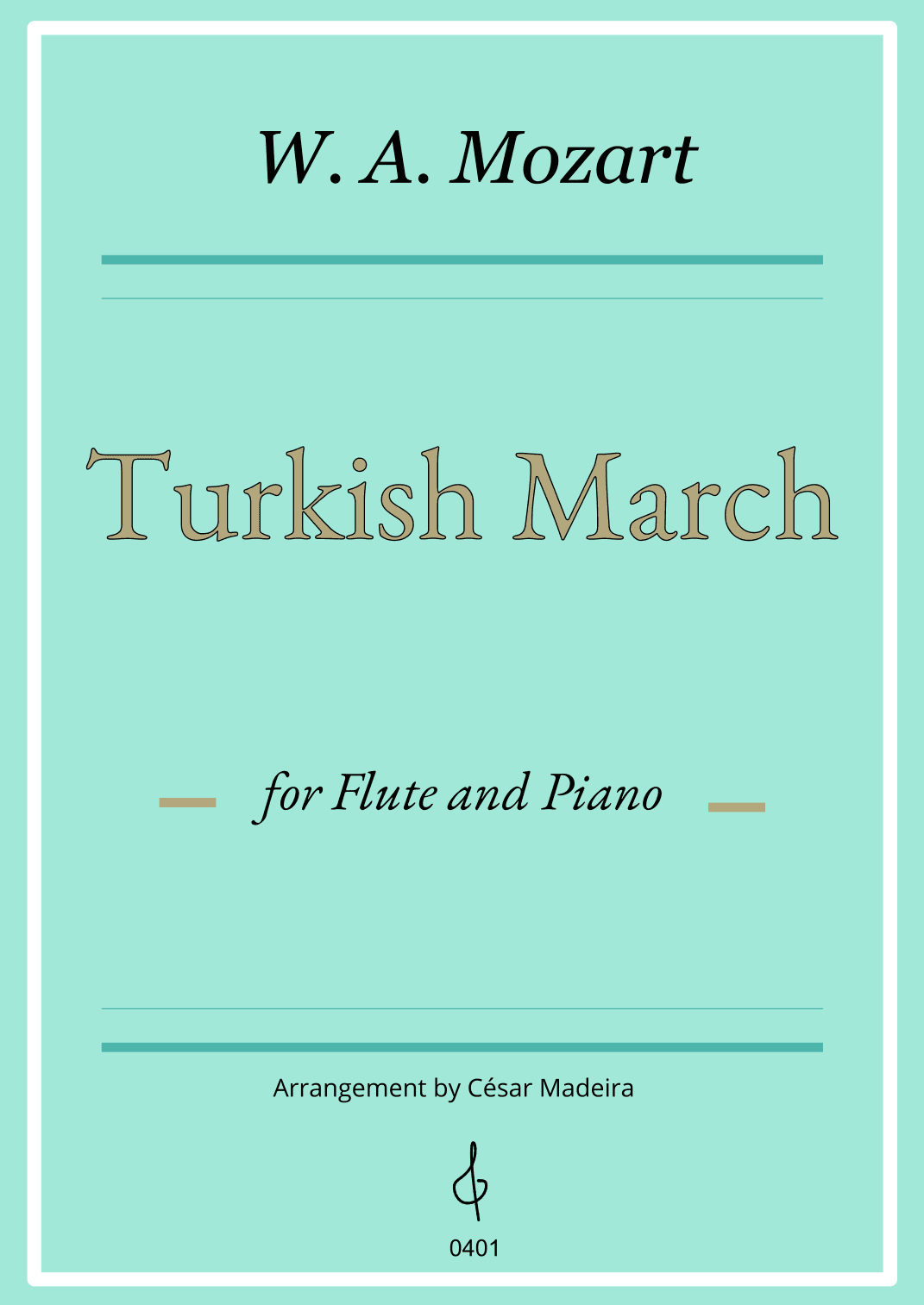 Turkish March by Mozart - Flute and Piano (Individual Parts) (arr. César Madeira)