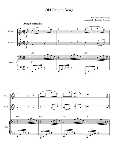 Old French Song (for flute duet and piano accompaniment) (arr. Kaiserin Rebecca)