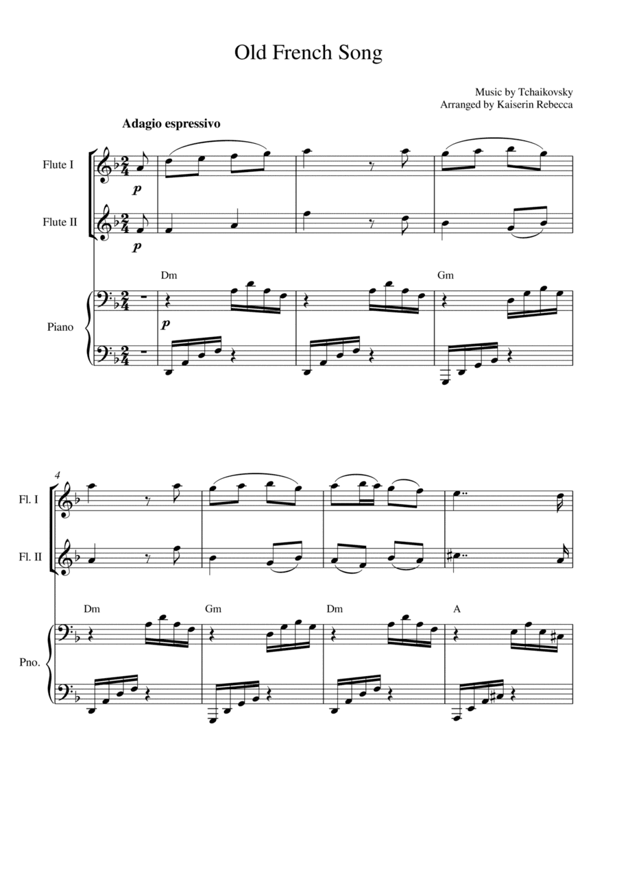 Old French Song (for flute duet and piano accompaniment) (arr. Kaiserin Rebecca)