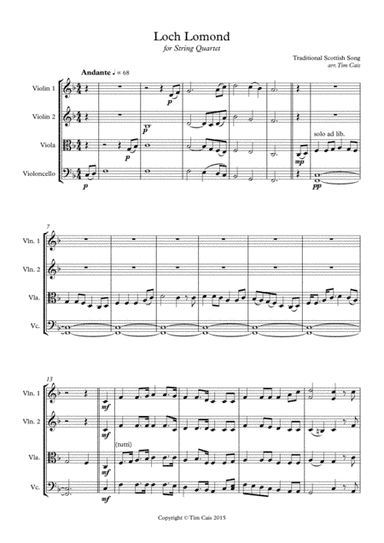Loch Lomond - String Quartet (arr. Tim Cais)