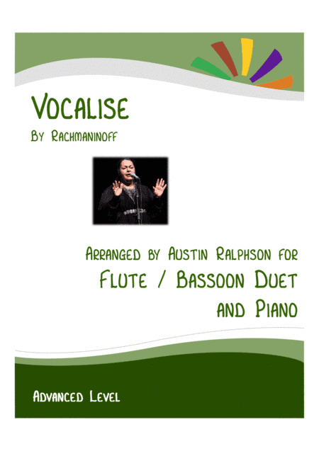 Vocalise (Rachmaninoff) - flute and bassoon duet and piano with FREE BACKING TRACK (arr. Austin Ralphson)