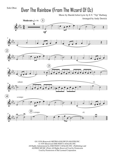 Over The Rainbow (from The Wizard Of Oz) (arr. Andy Derrick)