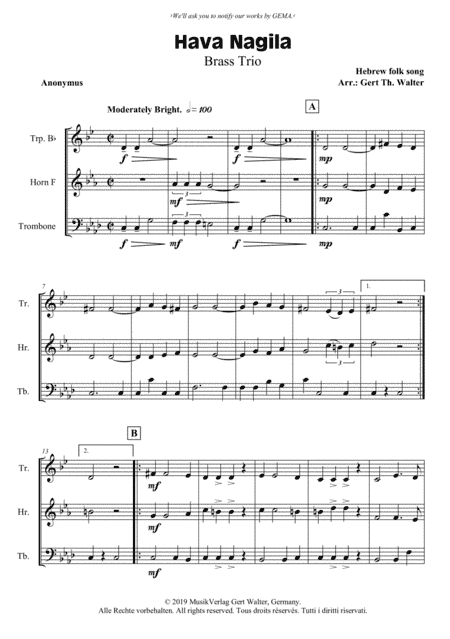 Hava Nagila (arr. Gert Th. Walter)
