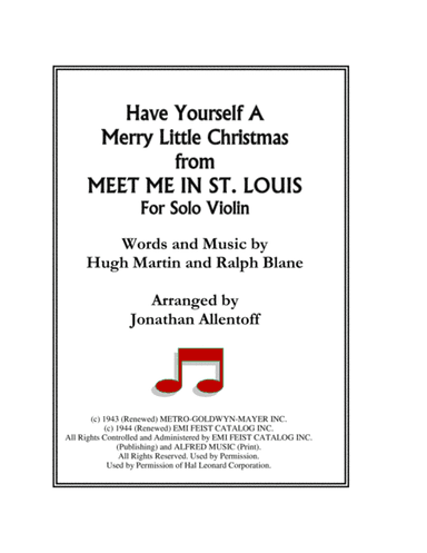 Have Yourself A Merry Little Christmas  from MEET ME IN ST. LOUIS (arr. Jonathan Allentoff)