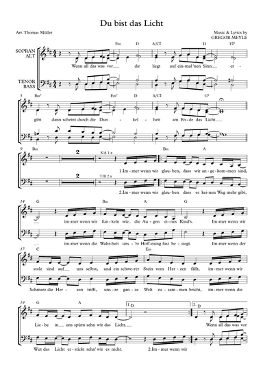 Du Bist Das Licht (arr. Thomas Müller)