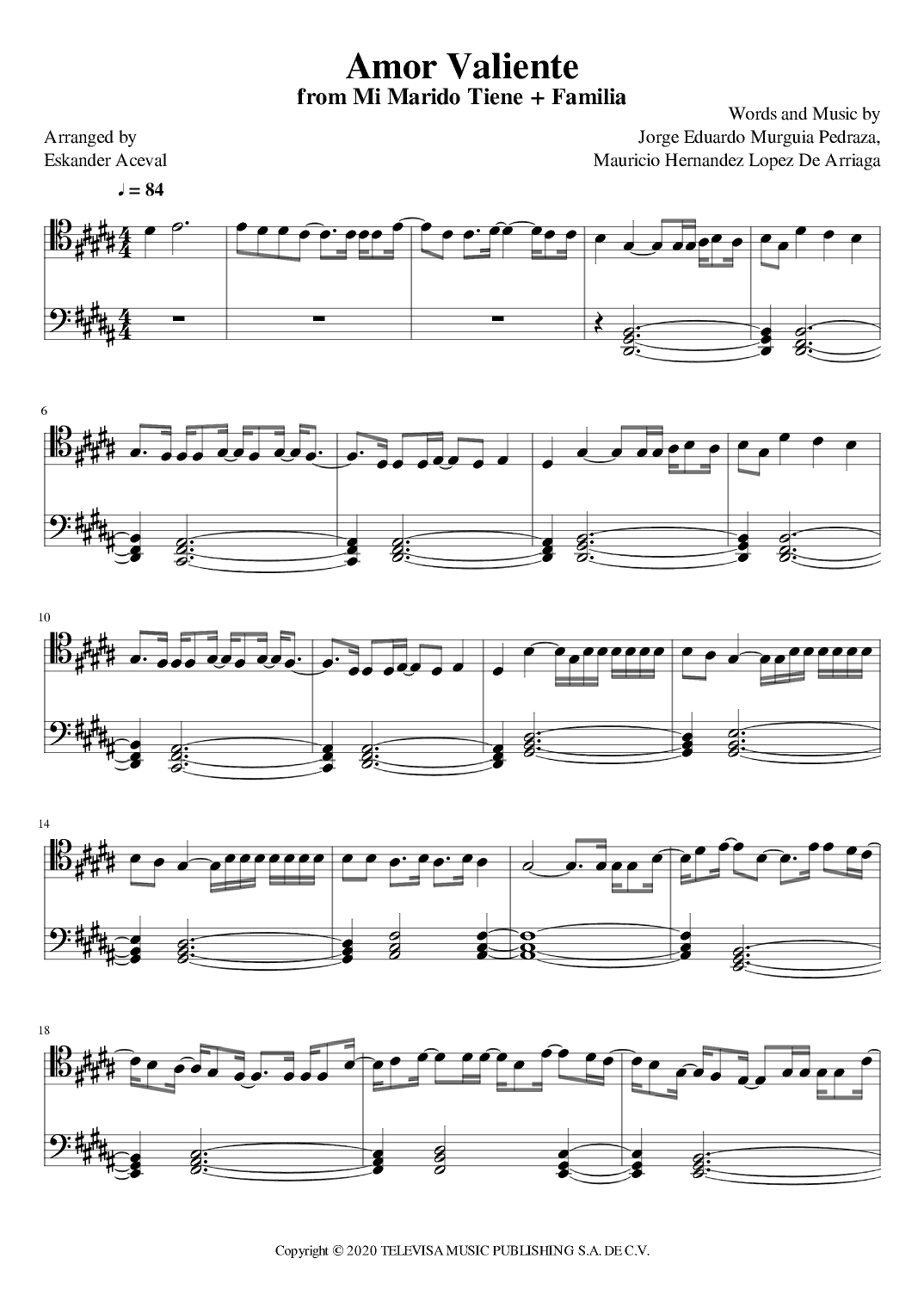 Amor Valiente (arr. Eskander Aceval)