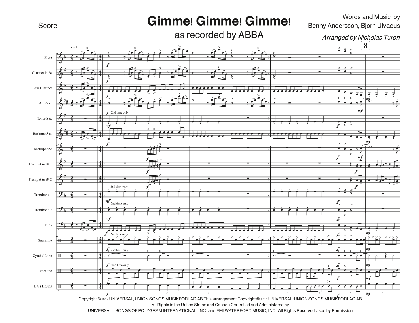 Gimme! Gimme! Gimme! (a Man After Midnight) (arr. Nicholas Turon)