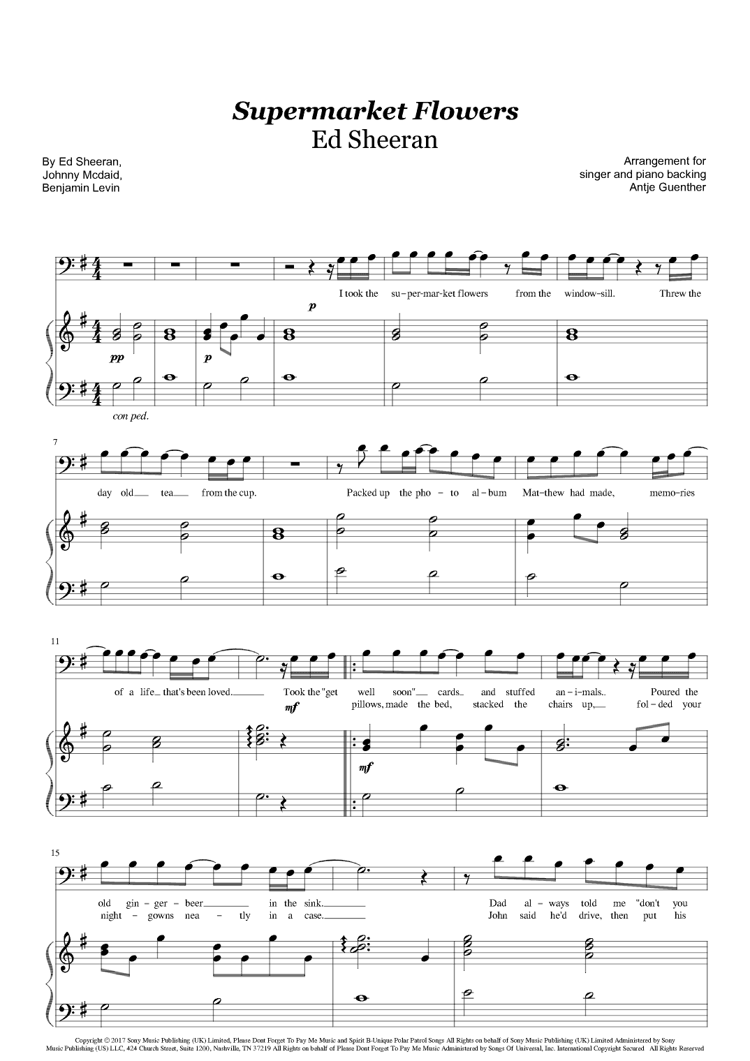 Supermarket Flowers (arr. Antje Günther)